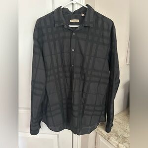 Men’s Burberry Brit Button Down Black Dark Grey Shirt Xxl